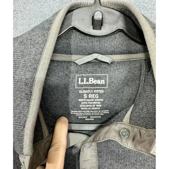 LL Bean Fleece Pullover Men's Small Gray Slightly Fitted Snap T Outdoor Hiking - Picture 4 of 7